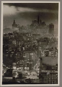 Night view of lower New York City from the Metropolitan Tower, 1920s