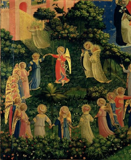 Fra Angelico: The Last Judgement: Round dance of the angels (detail) (1425-1430) (Florence, Museum of San Marco)