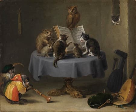 David Teniers II: Katzenkonzert (The Concert of Cats), 1650 (Bayerische Staatsgemäldesammlungen - Staatsgalerie Neuburg)