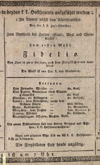 Fidelio's playbill for the premiere on 23 May 1814