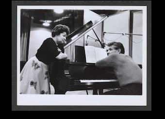 Jennie Tourel and Leonard Bernstein at a recording session, 1960