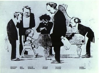 Caricature of Korngold on Neues Wiener Tagblatt
