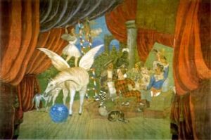 The set of ballet Parade, designed by Pablo Picasso