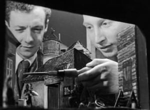 Britten and Crozier working on a miniature set for Peter Grimes