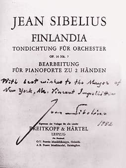 Jean Sibelius' Finlandia premiere edition