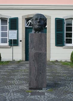  Bust of Robert Schumann in front of Schumannhaus in Bonn, Germany