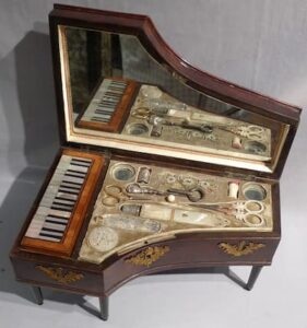 Grand Piano Sewing Box, 1830s, France (Antique Clocks.co.uk)