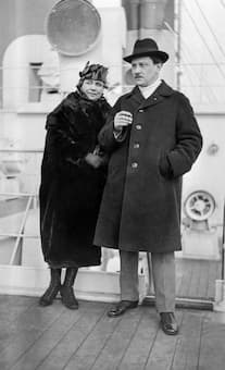 Selim Palmgren and his first wife, the singer Maikki Järnefelt-Palmgren, on a ship to New York in 1921 (photo by Arthur Coit)