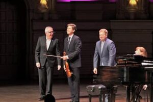 James Ehnes and Andrew Armstrong with Bramwell Tovey credit Vancouver Symphony Orchestra