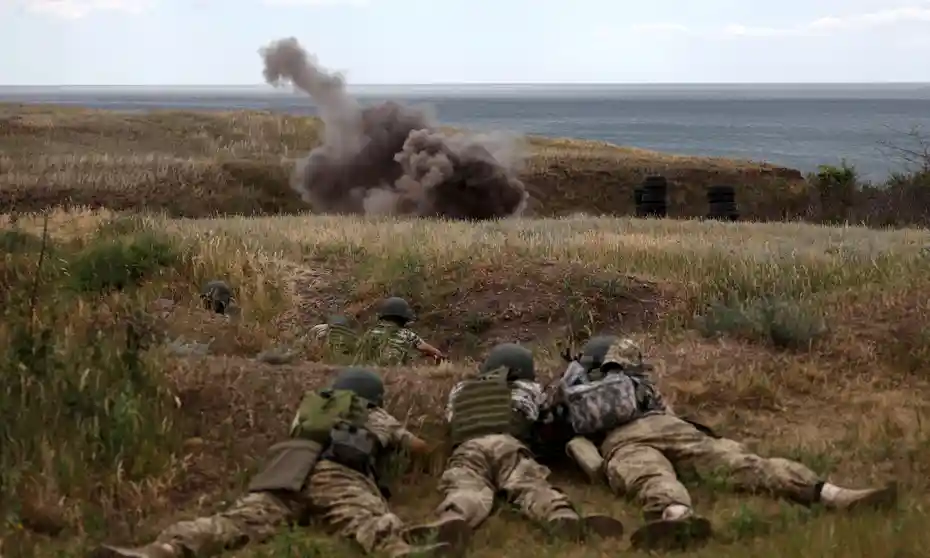 Ukrainian troops during drills in the Odessa region