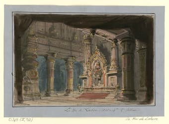 The King of Lahore: Set design by Philippe Chaperone for the Temple of Indra, Act V, 1877