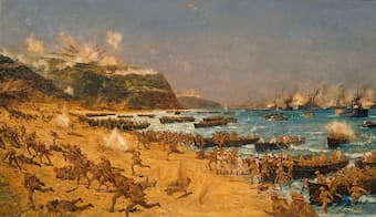 Charles Dixon: The Landing at ANZAC, April 1915 (Archives New Zealand, AAAC 898 NCWA Q388)
