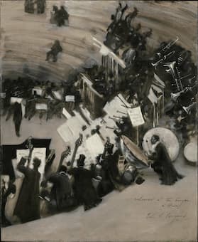 John Singer Sargent: Rehearsal of the Pasdeloup Orchestra at the Cirque d'Hiver, ca 1880  (Boston: Museum of Fine Arts)