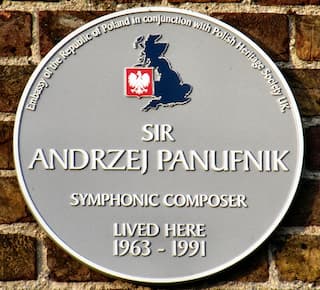 Andrzej Panufnik, plaque, Riverside House, Twickenham