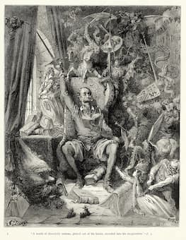 Don Quixote goes mad from his reading of books of chivalry