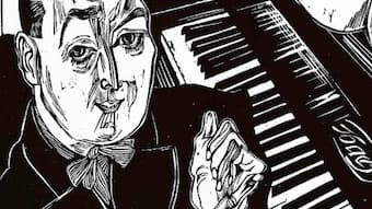 Woodcut of composer Erwin Schulhoff