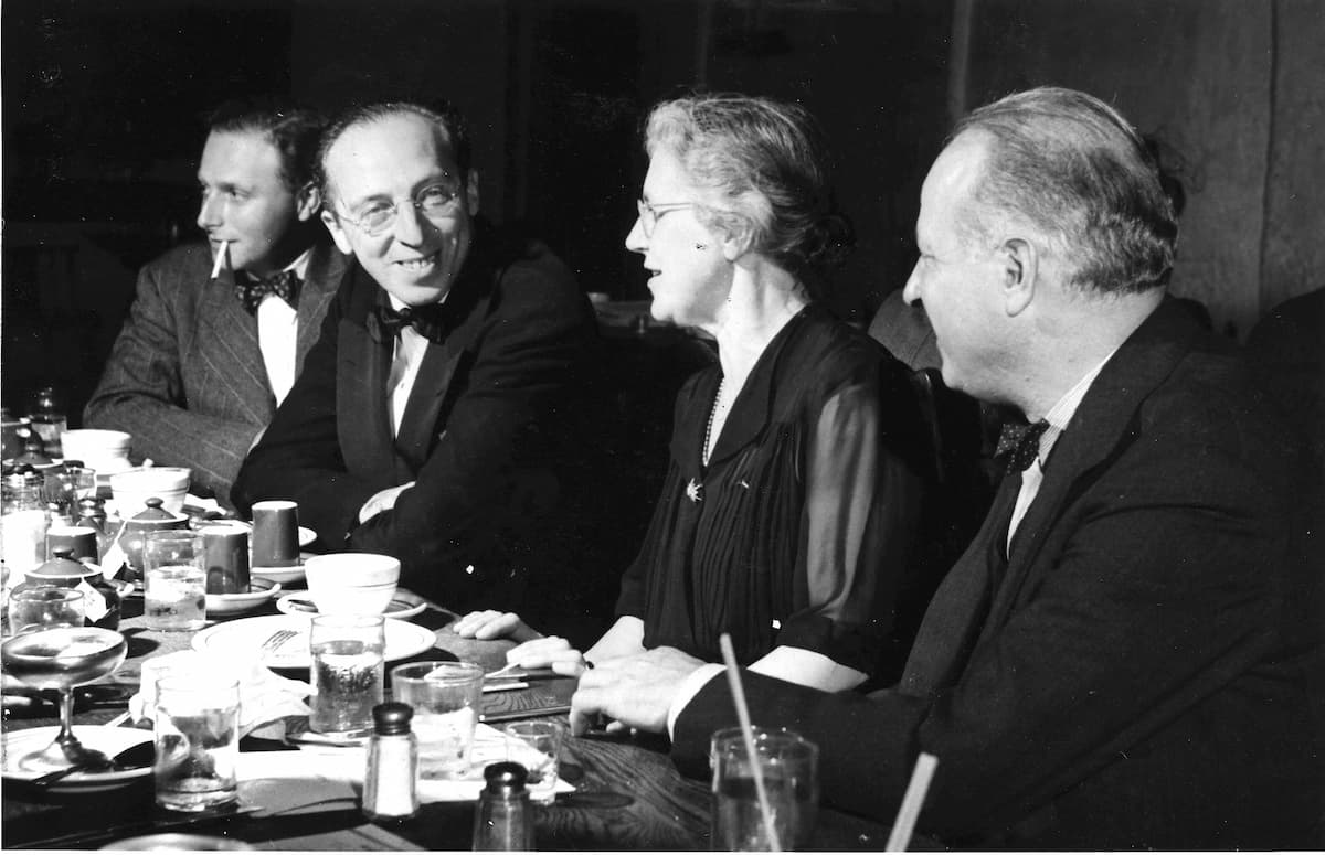 Irving Fine, Aaron Copland, Nadia Boulanger and Walter Piston at the Old France Restaurant, Boston