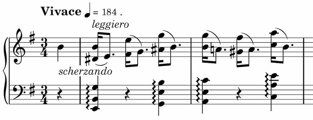 Music score showing the opening of Chopin's Etude Op. 25 No. 5 "Wrong Note"
