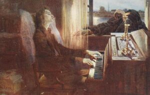Drawing "Chopin's Last Chords" by Józef Męcina-Krzesz