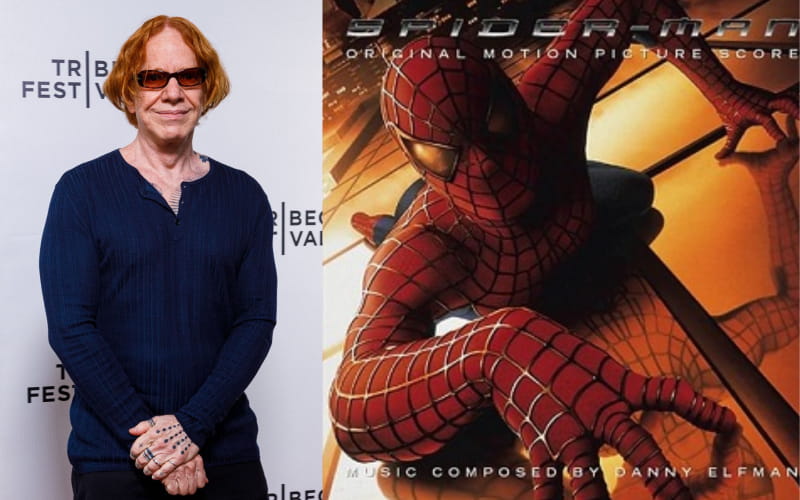Composer Danny Elfman and Spiderman movie poster