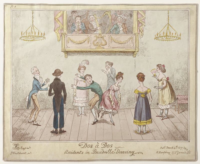 George Cruikshank: Dos à Dos / Accidents in Quadrille Dancing, 1817 (Minneapolis Institute of Art)