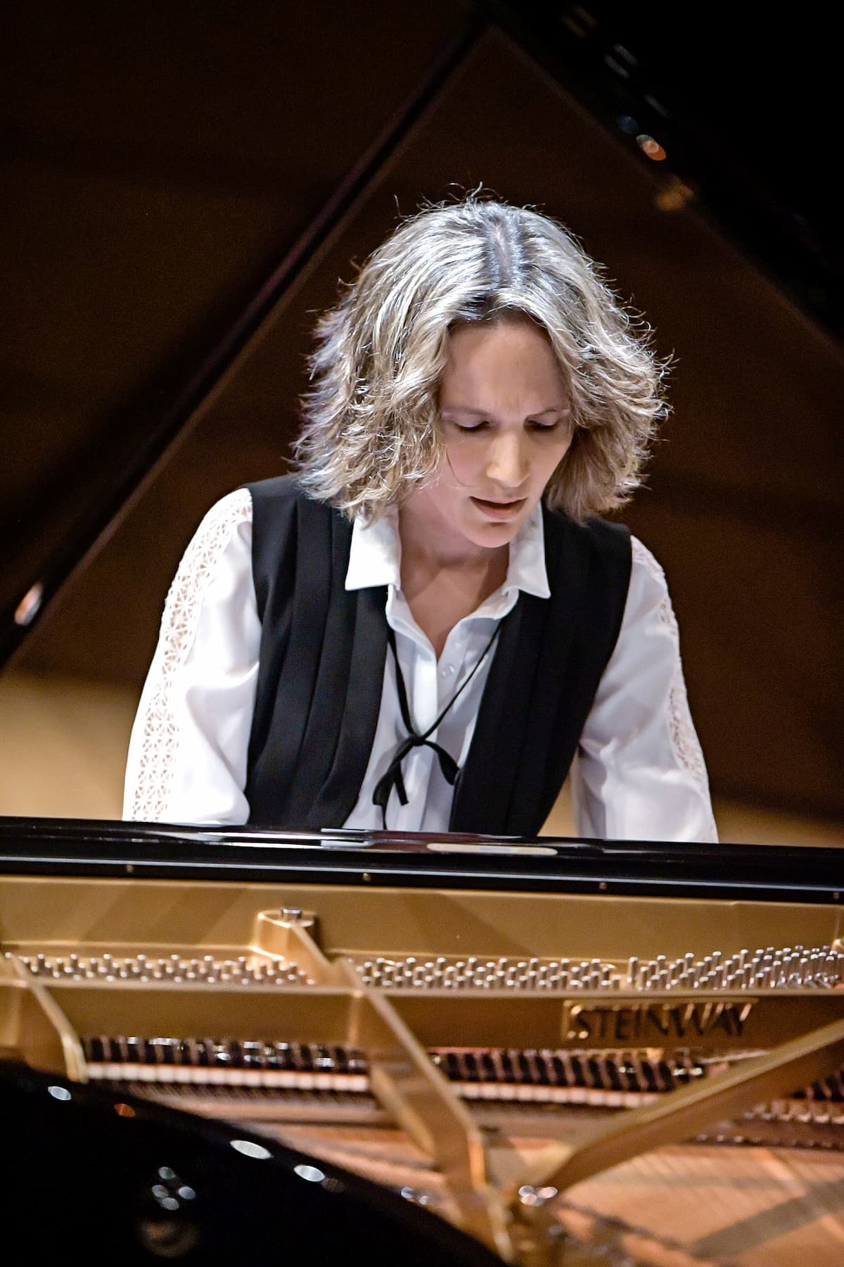 Hélène Grimaud performing the piano