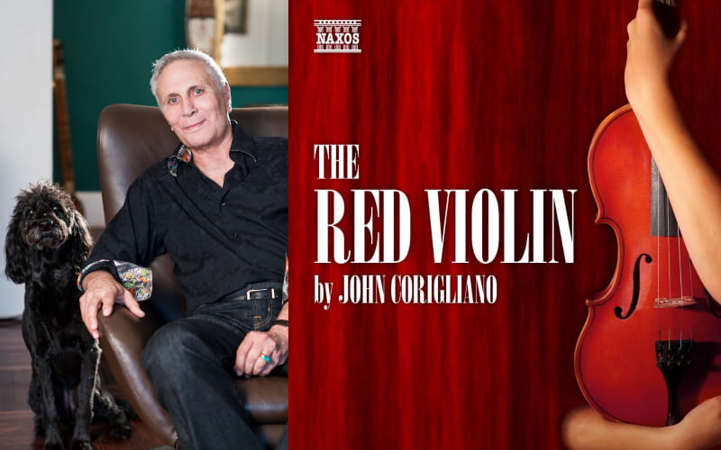 Composer John Corigliano and movie poster of The Red Violin