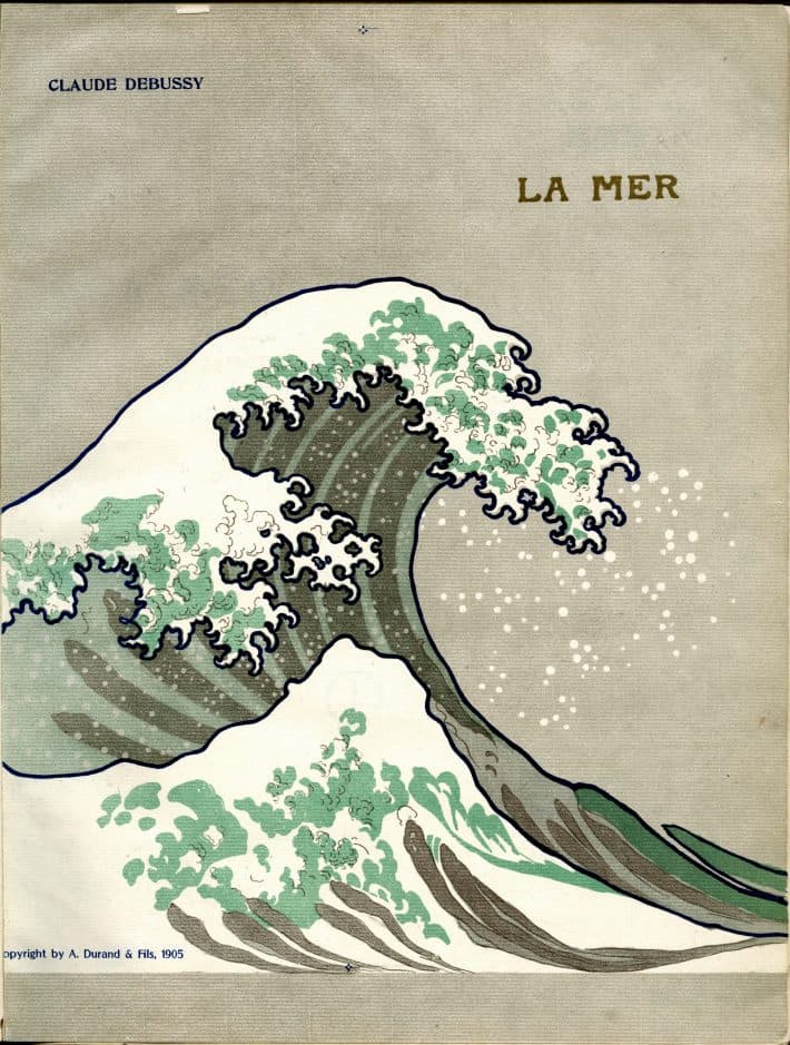 cover of Debussy's La Mer, featuring the famous woodblock print "The Great Wave off Kanagawa" by Hokusai