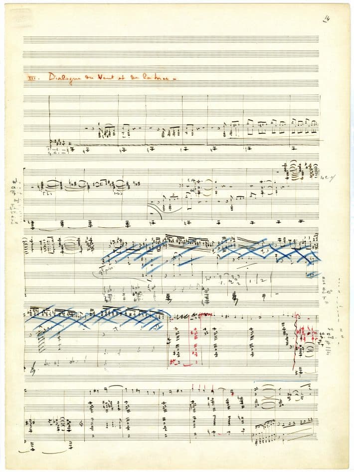 Manuscript of Claude Debussy's La Mer third movement 
