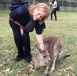 Renée Fleming with a kangaroo