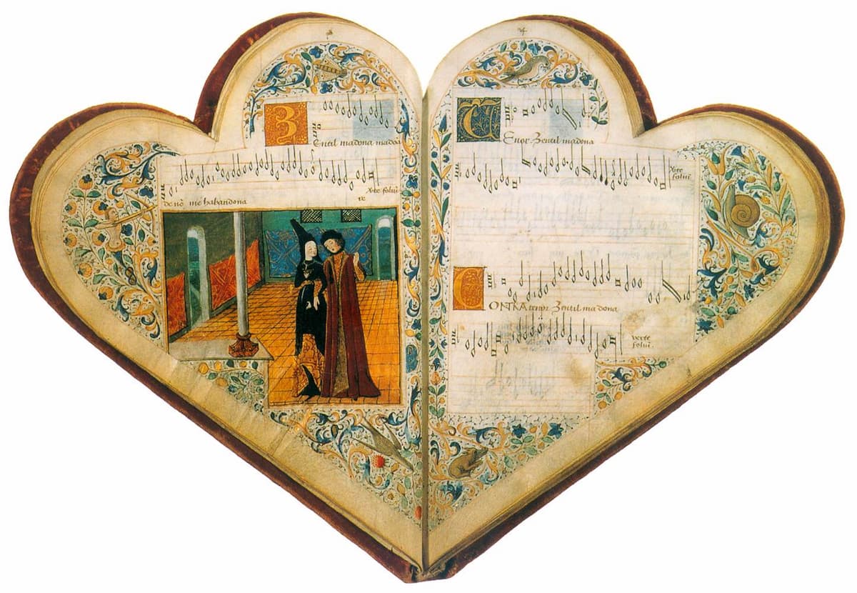Two lovers in the Chansonnier Cordiforme, fol. 3v
