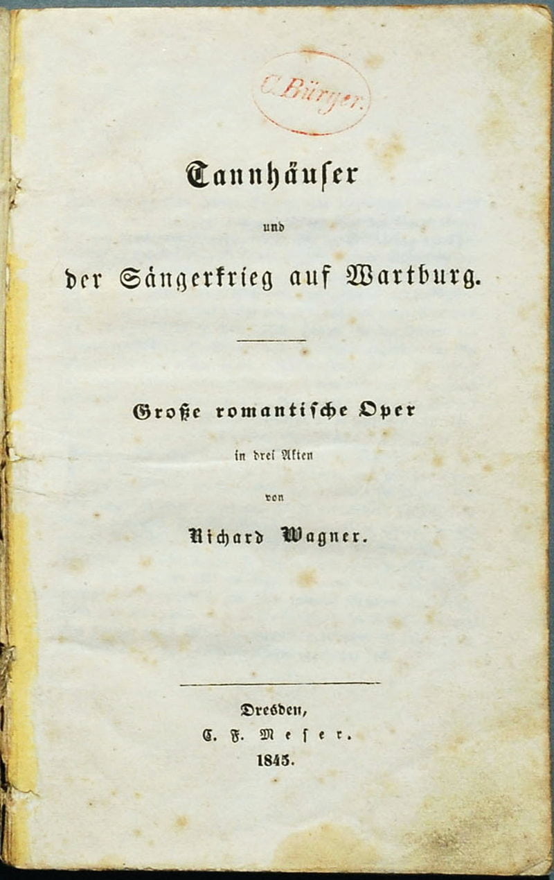 Manuscript cover of Richard Wagner's Tannhäuser, 1845