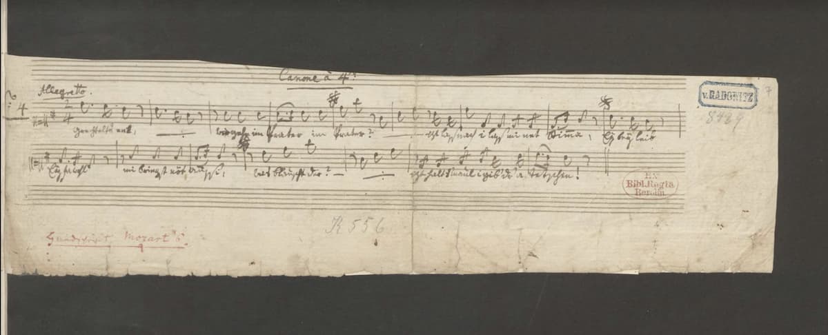 Manuscript of Mozart: G‘rechtelt’s enk wir gehen im Prater, 1788