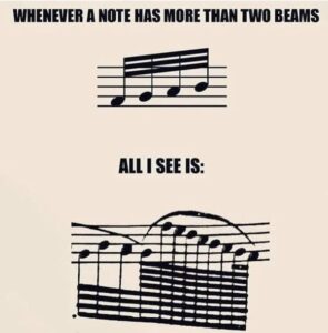 music notes with more than two beams joke