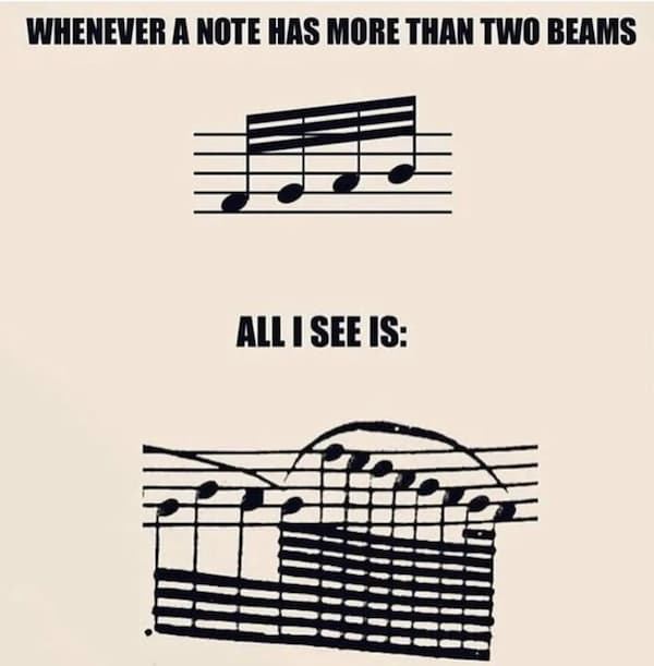 music notes with more than two beams joke