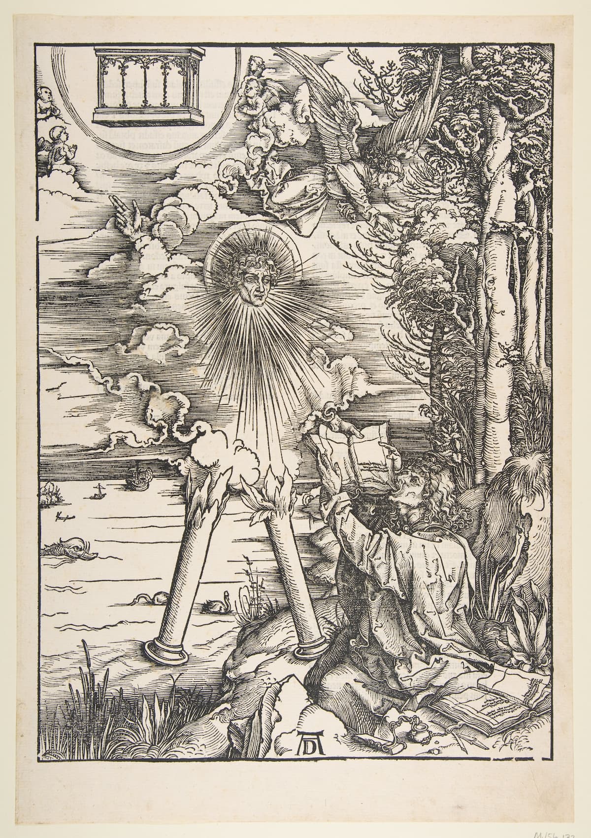 Dürer: Apocalipsis cum figuris: 10. St John eating the book, 1498