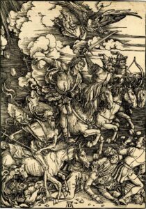 Dürer: Apocalipsis cum figuris: 4. The four horsemen of the Apocalypse, 1498