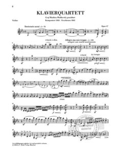 Music score showing Robert Schumann's piano quartet Op. 47