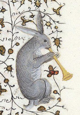 Rabbit playing the trumpet (MorganLibrary, MS M 1004)
