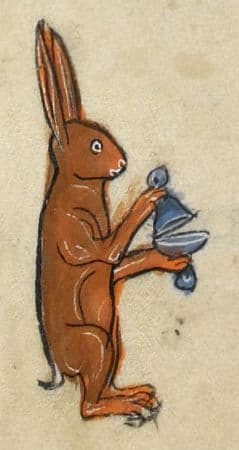 Rabbit playing bell - [BL, MS 62925, 13th c]