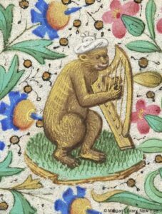 Monkey and Harp (Book of Hours (Morgan Library), MS M.282 fol. 133v )