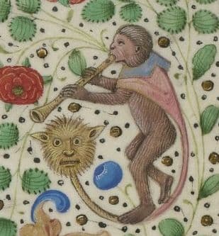 Monkey and woodwind (Chroniques sire Jehan Froissart (Bibliothèque national))