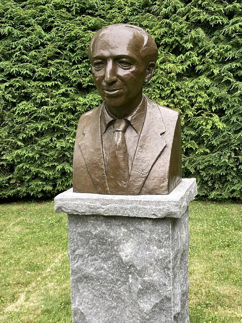 Sculpture of composer Aaron Copland in Tanglewood