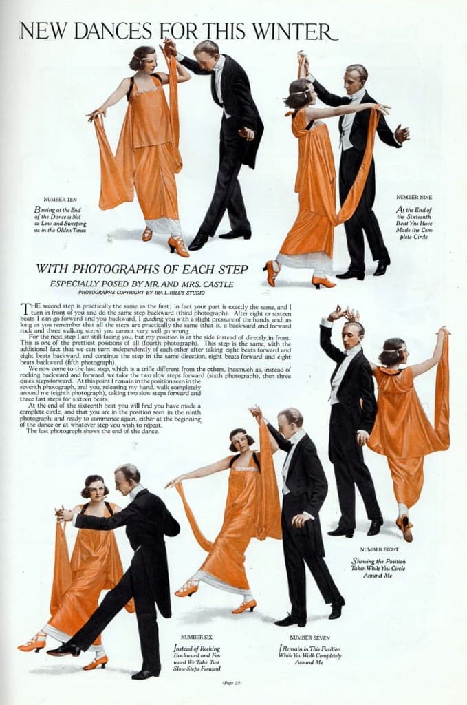 The Castle Gavotte, 1914 (Ladies’ Home Journal, November) showing the detailed dance step instructions