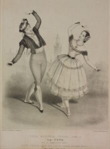 Dona Manuela Perera, known as / "La Nena," / and the Spanish Bolero Dancer, / Don Felix Garcia, in the Spanish National Dance, / Bolero Caleta, 1850s (Victoria and Albert Museum)