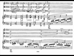 Music score showing Antonín Dvořák's piano quartet, Op. 87