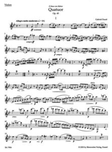 Music score of Gabriel Fauré's piano quartet Op. 45