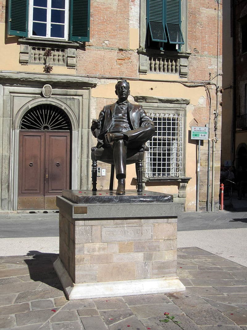 Statue of Giacomo Puccini in Lucca, Italy