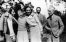 Composer Maurice Ravel with Hélène Jourdan-Morhange, Madeleine Grey and Germaine Malançon