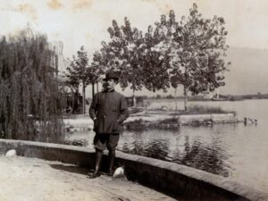 Photo of composer Giacomo Puccini in Torre del Lago, where he lived for thirty years